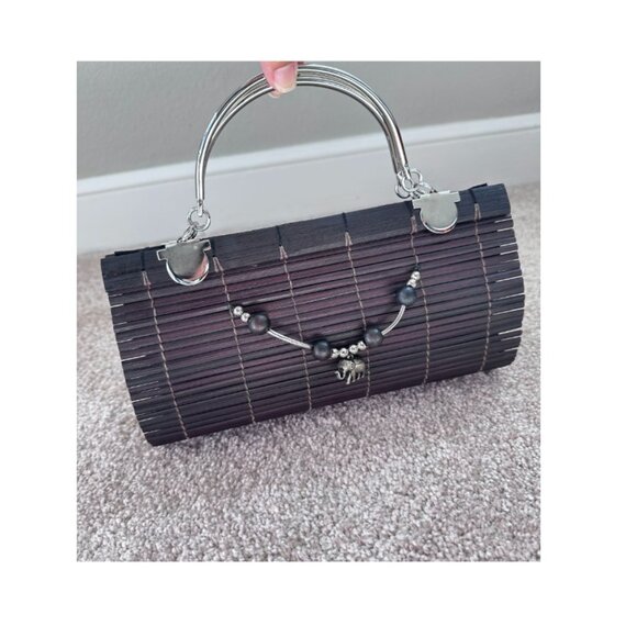 Wooden Purse with Elephant Charm - Picture 1 of 6